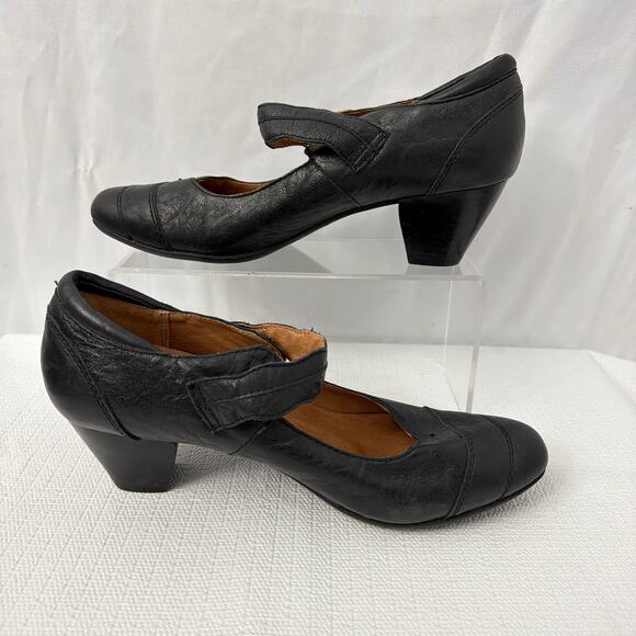 Taos Shoes Womens Size 9 Black Leather Angel Mary Jane Heel Adjustable Strap - Picture 10 of 11